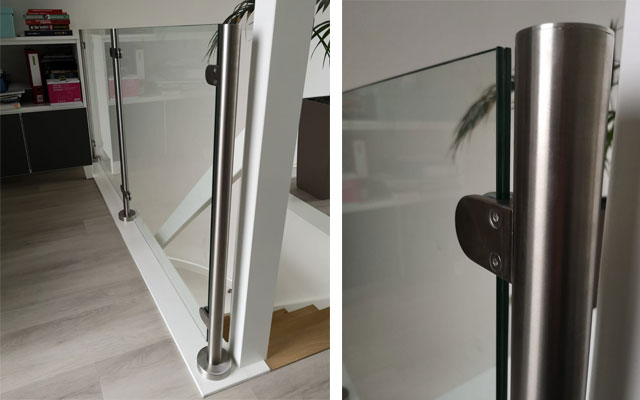 Glazen balustrade G05 op vide in Kudelstaart. 