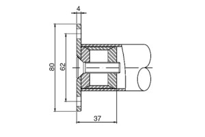 Inox/RVS Muurbevestiging voor buis BK06