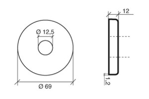 Inox/RVS Afdekplaat voor muurleuninghouder BK16