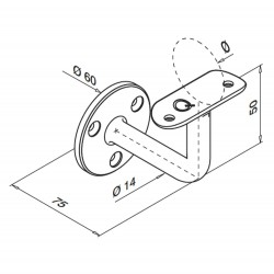 Leuningdrager rond MOD0100 RVS