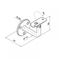 Leuningdrager rond MOD0102 RVS