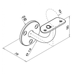 Leuningdrager rond MOD0112 RVS