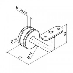 Leuningdrager rond MOD0117 RVS