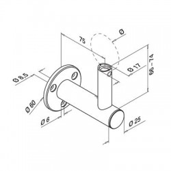 Leuningdrager rond MOD0142 RVS