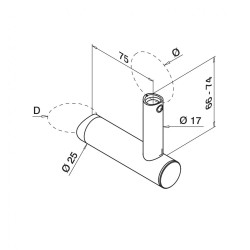 Leuningdrager rond MOD0143 RVS