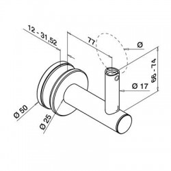 Leuningdrager rond MOD0148 RVS