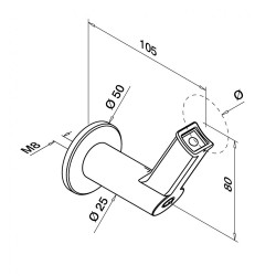 Leuningdrager rond MOD9320 RVS