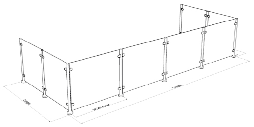 tekening glazen balustrade g05