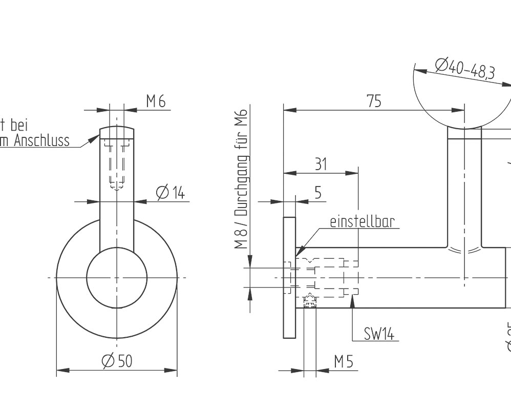 Tekening leuningdrager trapleuning