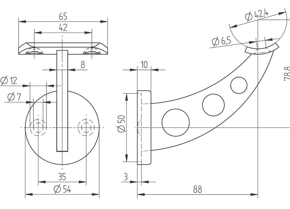 Tekening leuningdrager trapleuning